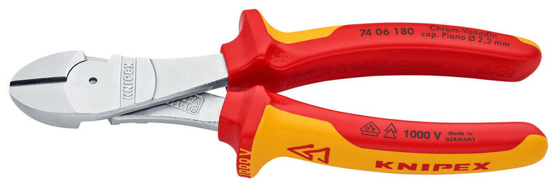 KNIPEX 74 06 180 Cutter, Side, 180 mm, Diagonal, 3.8 mm, 64 &deg; GTIN UPC EAN: 4003773022985
