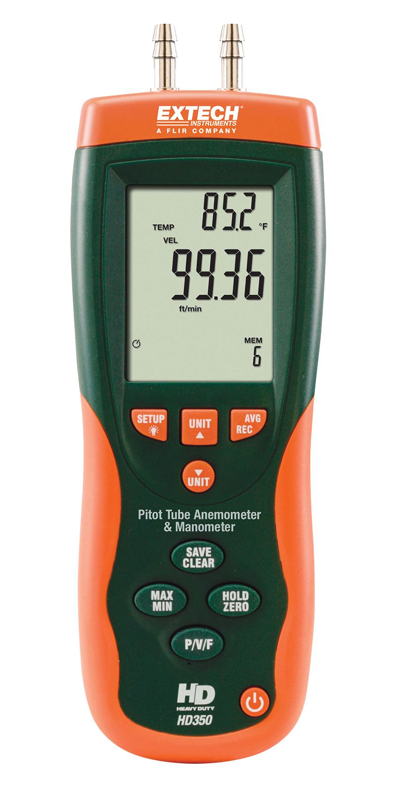EXTECH INSTRUMENTS HD350 Anemometer, 1m/s to 80m/s, 0 &deg;C, 50 &deg;C, 210 mm
