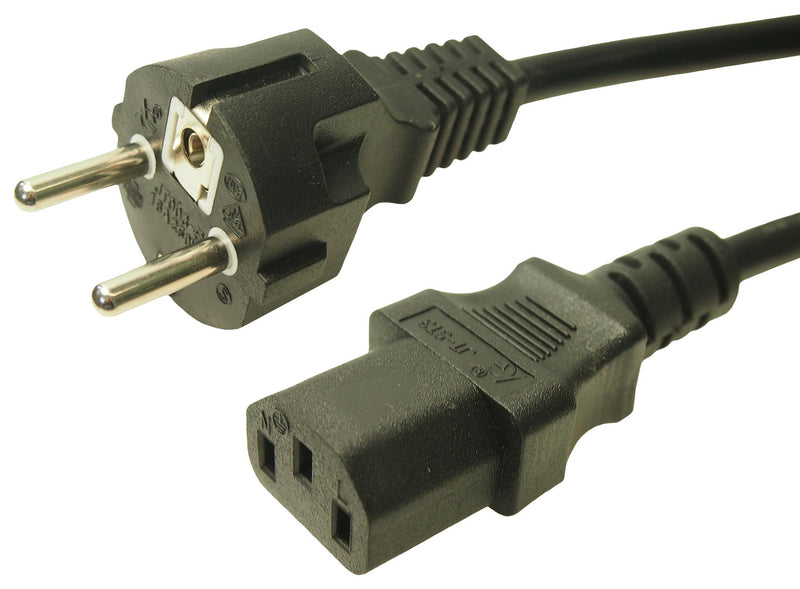 MULTICOMP PRO MP-FCR72035 Mains Power Cord, PVC, Schuko Style, CEE 7/7 Plug to IEC 320 C13, 1 m, 10 A, 250 VAC, Black