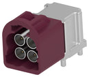 TE CONNECTIVITY 2474520-4 RF / Coaxial Connector, 4Port, Bordeaux&nbsp;Violet, Mini FAKRA Coaxial, Right Angle Plug