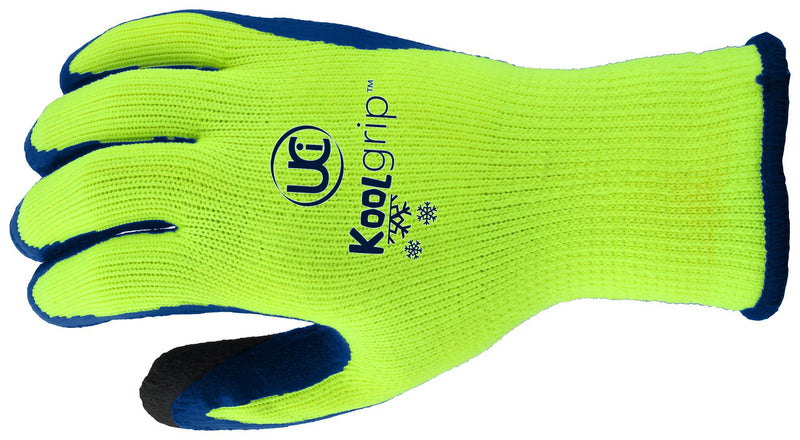 UCI G/KOOLGRIP/YE/11 Thermal Gloves, PET (Polyester), Knit Wrist, Blue, Yellow, KoolGrip Series, XXL