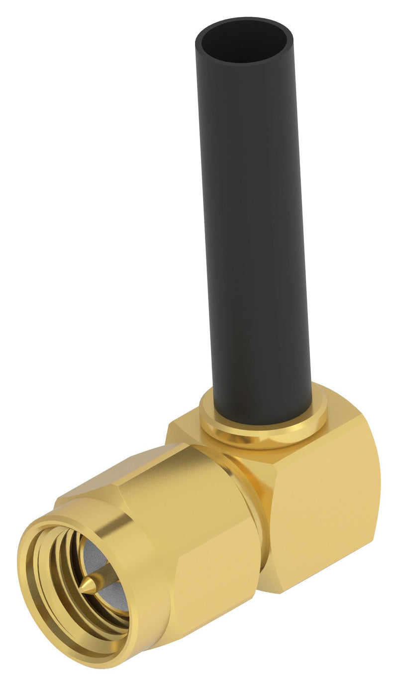 TE CONNECTIVITY 2484791-1 RF / Coaxial Connector, SMA Coaxial, Right Angle Plug, Crimp, 50 ohm, RG174, RG188A, RG316, Brass