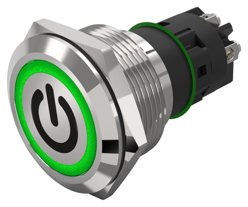 EAO 82-6152.2133.B002 Vandal Resistant Switch, Standby, 82 Series, 22 mm, SPDT, Maintained, Round Flat Flush, Natural