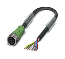 PHOENIX CONTACT 1520385 Sensor Cable, 8P, M12 Receptacle, Free End, 8 Positions, 20 m, 66 ft