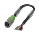 PHOENIX CONTACT 1430640 Sensor Cable, 12P, M12 Receptacle, Free End, 12 Positions, 10 m, 33 ft