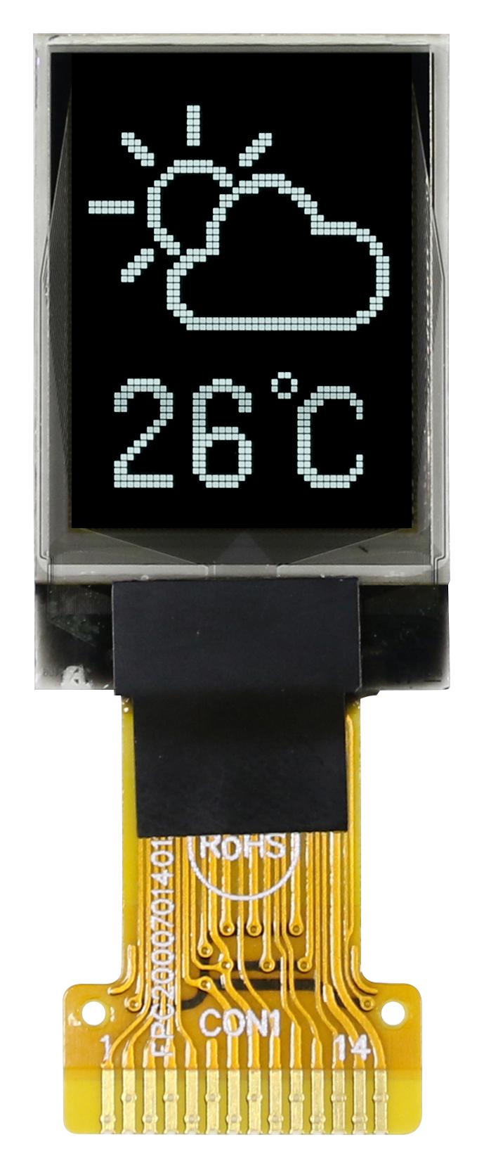 MIDAS DISPLAYS MCOT048064A1V-WI Graphic OLED, 48 x 64 Pixels, White on Black, 3V, I2C, 13.9mm x 22mm, -40 &deg;C
