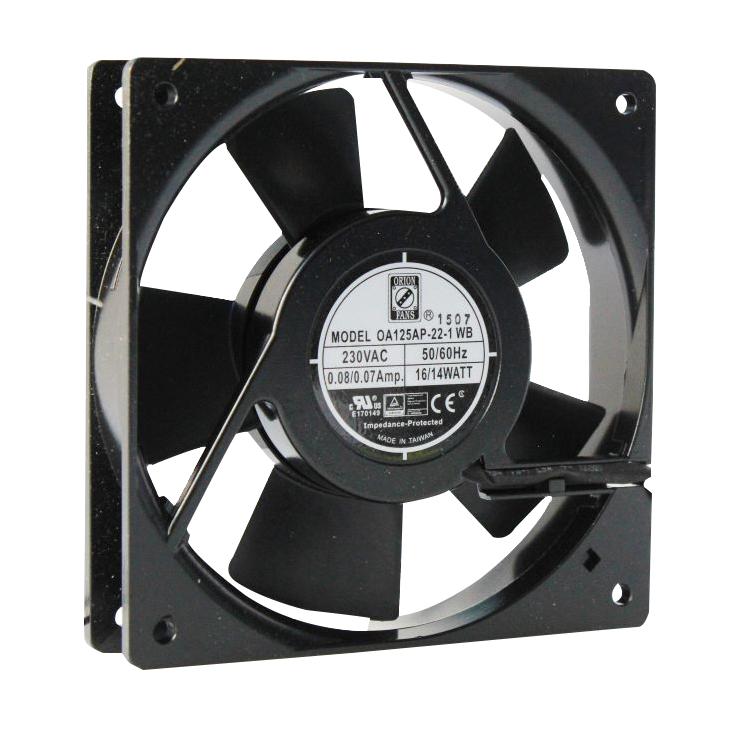 ORION FANS OA125AP-11-1TB AC Axial Fan, 115V, Square, 120 mm, 25 mm, Ball Bearing, 75 CFM