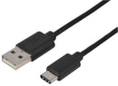 PRO SIGNAL PSG91483 USB Cable, Type A Plug to Type C Plug, 0.5 m, 1.64 ft, USB 2.0, Black