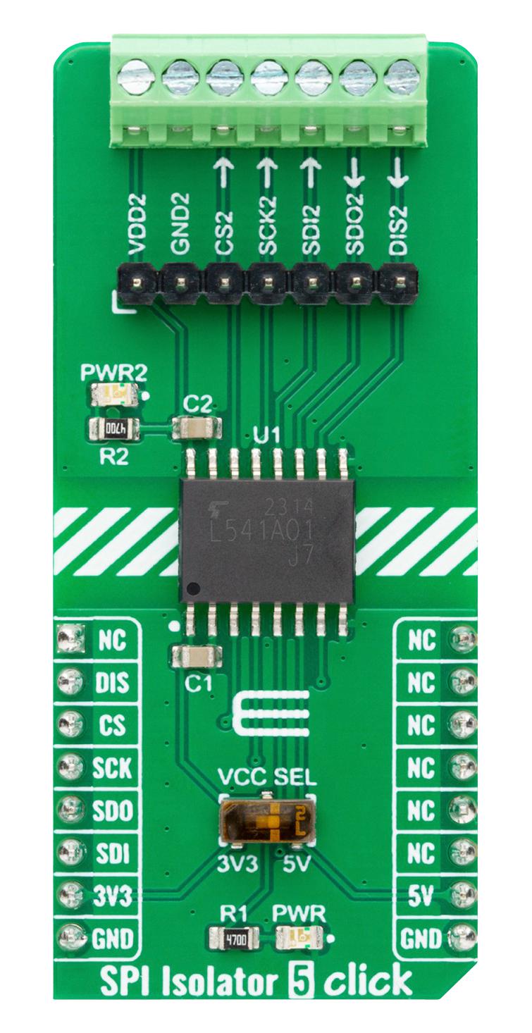 MIKROELEKTRONIKA MIKROE-5179 Add-On Board, SPI Isolator 5 Click, MikroE mikroBUS Compatible Development Boards