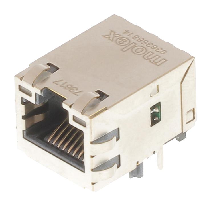 MOLEX 93635-8314 Modular Connector, RJ45 Jack, 1 x 1 (Port), 8P8C, Through Hole Mount