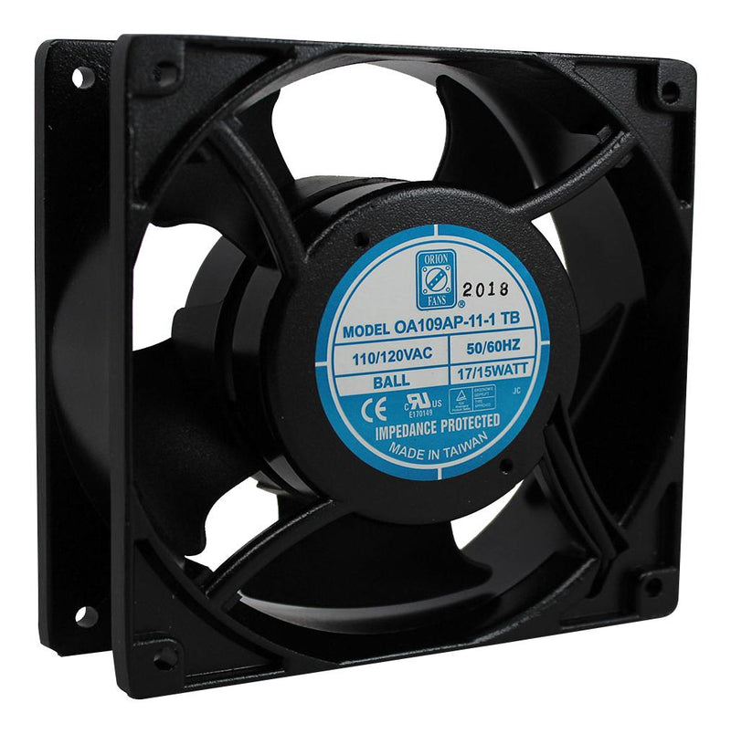 ORION FANS OA109AP-11-1TB AC Axial Fan, 115V, Square, 120 mm, 38 mm, Ball Bearing, 104 CFM