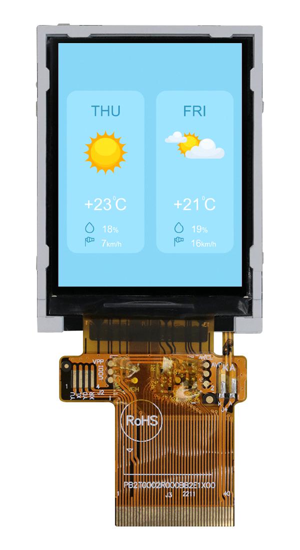 MIDAS DISPLAYS MDT0200FIH-MULTI TFT LCD, 2 ", 240 x 320 Pixels, Portrait, RGB, 3.3V
