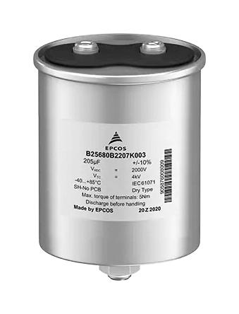 EPCOS B25690A1128K103 Power Film Capacitor, Can, 1200 &micro;F, &plusmn; 10%, Stud Mount - M12