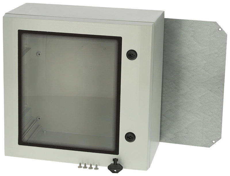 FIBOX ARCA 303021W Plastic Enclosure, 2-Point Lock, Cover w/Window, Multipurpose, Polycarbonate, 300 mm, 300 mm