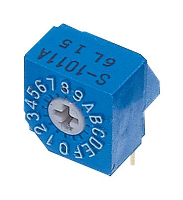 NIDEC COMPONENTS S-1011A Rotary Coded Switch, S-1000A, Through Hole, 16 Position, 5 VDC, Hexadecimal, 100 mA