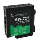 BRAINBOXES SW-715 Switch, 5 Ports, Industrial, Unmanaged Gigabit Ethernet, DIN Rail, RJ45 x 5