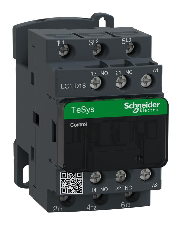 SCHNEIDER ELECTRIC LC1D18R7 Relay Contactor, TeSys D Series, 3PST-NO, 3P, 18 A at 440 VAC, 10 kW at 690 VAC