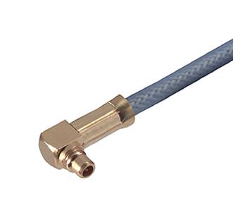 HUBER+SUHNER 16"MMCX-50-2-4/111"OH RF / Coaxial Connector, MMCX Coaxial, Right Angle Plug, Solder, 50 ohm 22649635