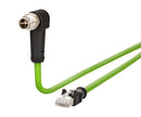 METZ CONNECT 142M2X5B010 Sensor Cable, 90&deg; M12 Plug, RJ45 Plug, 8 Positions, 1 m, 3.28 ft