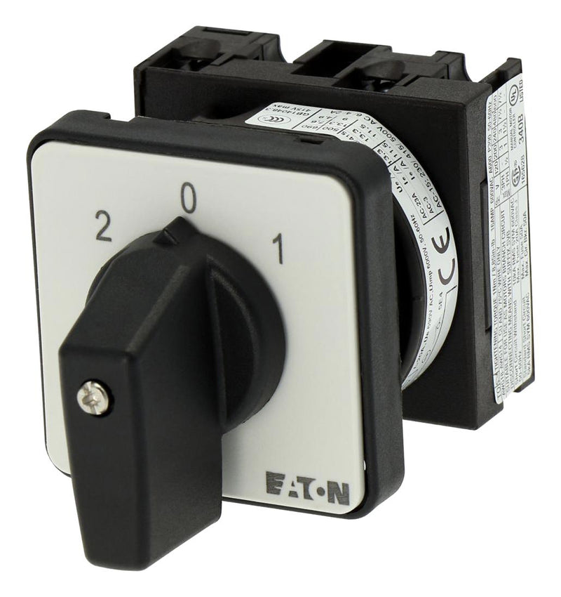 EATON MOELLER T0-1-15421/E Rotary Switch, Changeover, 3 Position, 1 Pole, 45 &deg;, 20 A, 690 V, T0 Series