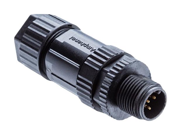 AMPHENOL LTW MSAP-04BMMA-SL8001 Sensor Connector, M Series, M12, Male, 4 Positions, Solder Pin, Straight Cable Mount