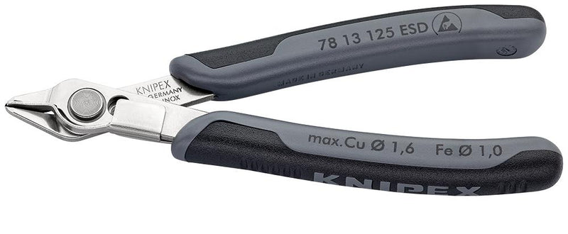 KNIPEX 78 13 125 ESD Cutter, Side, 125 mm, 1 mm, 54 &deg;, Knipex - Super Knips