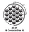 AMPHENOL INDUSTRIAL GTC02R24-67P Circular Connector, GTC Series, MIL-DTL-5015 Series, Box Mount Receptacle, 19 Contacts, Crimp Pin