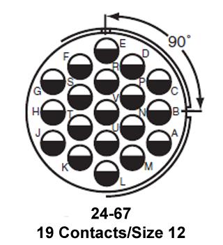 AMPHENOL INDUSTRIAL GTC02R24-67P Circular Connector, GTC Series, MIL-DTL-5015 Series, Box Mount Receptacle, 19 Contacts, Crimp Pin