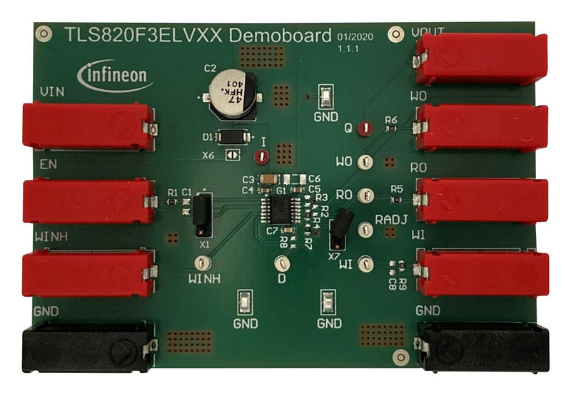 INFINEON TLS820F3ELV50BOARDTOBO1 Demonstration Board, TLS820F3ELV50, 5V/0.2A Out, Low Dropout Linear Regulator SP005829899