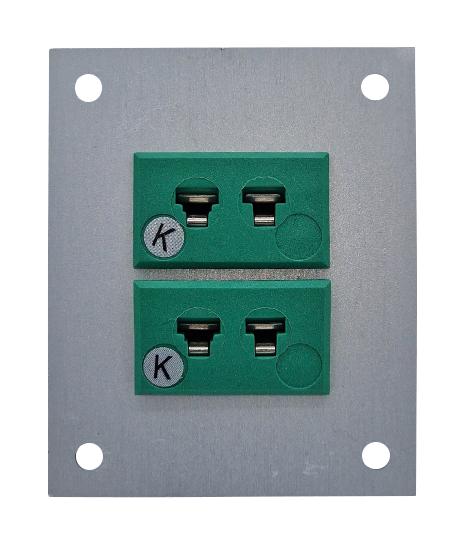LABFACILITY IM-K-FF + FMP-2 Thermocouple Connector, 45 x 55mm Panel, Miniature, K, Socket, 2Way, Green, IEC, Fascia Mount