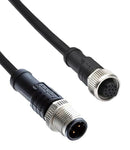 AMPHENOL LTW M12A04ML-12AFL-SBA05 Sensor Cable, A Coded, Black, M12 Plug, M12 Receptacle, 4 Positions, 500 mm, 19.7 ", M Series