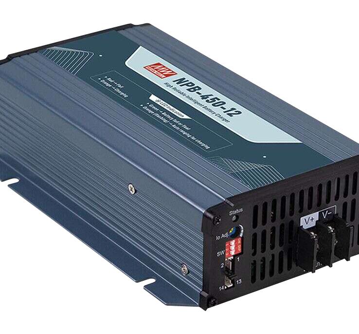 MEAN WELL NPB-450-12NFC Battery Charger, Universal, Lead Acid, Li-Ion, 264 V, 420 W, NPB-450 Series