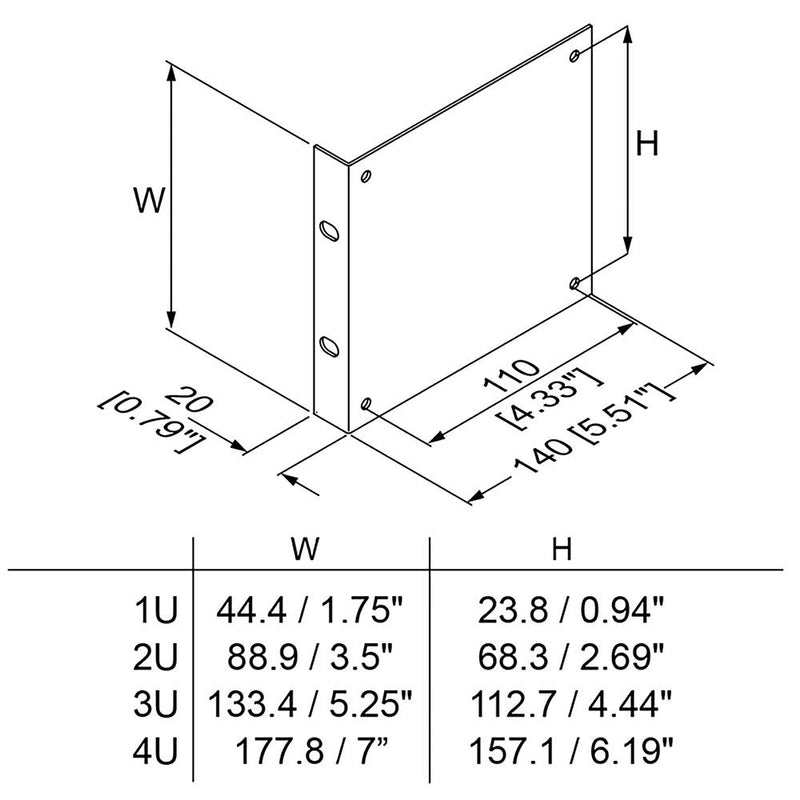 PENN ELCOM R1206/1U Hardware, Mounting Plate, 19" Racks, Penn Elcom - R1206