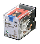 OMRON INDUSTRIAL AUTOMATION MY4IN-GS-R AC220/240 Power Relay, Miniature, 4PDT, 240 VAC, 6 A, MY-GS-R Series, Socket, Latching