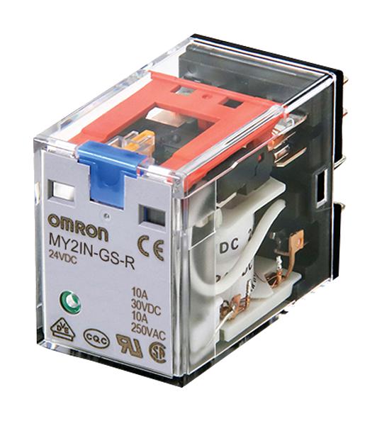 OMRON INDUSTRIAL AUTOMATION MY4IN-GS-R AC220/240 Power Relay, Miniature, 4PDT, 240 VAC, 6 A, MY-GS-R Series, Socket, Latching