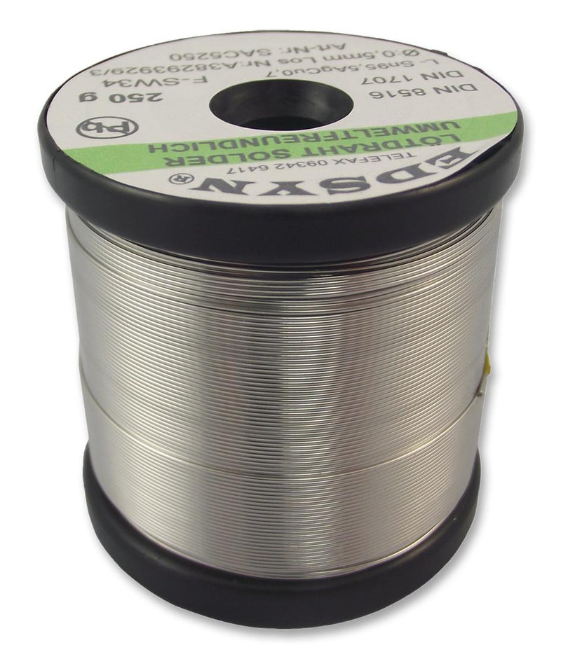EDSYN SAC5250 Solder Wire, Lead Free, 0.5mm Diameter, 217&deg;C, 250g