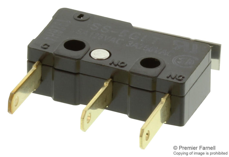 OMRON ELECTRONIC COMPONENTS SS-5GLT MICROSWITCH, SPDT, LEVER, 125VAC, 5A