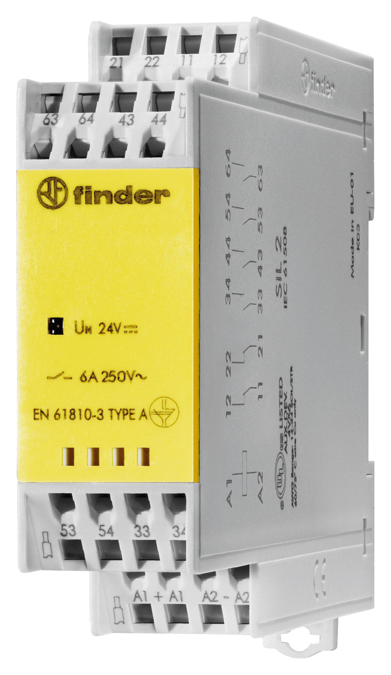 Finder 7S.16.8.230.5420 7S.16.8.230.5420 Safety Relay 230 VAC 4NO / 2NC 7S Series DIN Rail 6 A Screwless