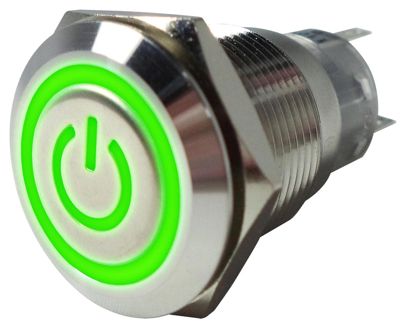 MULTICOMP PRO MP-PB7-03LB22CFPG12V Vandal Resistant Switch, 12V LED, 0.748 ", SPDT, Latching, Round Flat, Natural