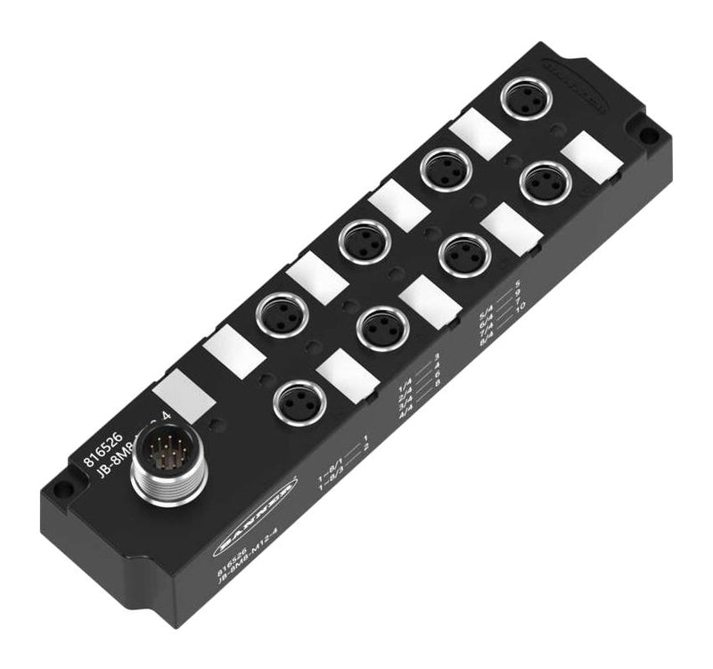 BANNER ENGINEERING JB-8M8-M12-4 JUNCTION BLOCK, 8PORT M8, 8 SIGNAL, IP67