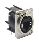 AMPHENOL AUDIO RJX8FD5HB Modular Connector, RJ45 Jack, 1 x 1 (Port), 8P8C, Cat5e, IP40, Panel PCB Mount