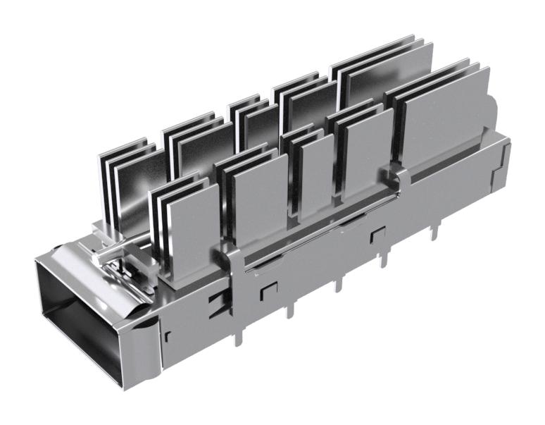 Amphenol Communications Solutions UE36C1621106A4A UE36C1621106A4A Cage QSFP-DD 1 x (Single) With Heat Sink Light Pipe Press-Fit