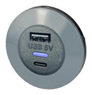 ALFATRONIX PVPRO-ACFF USB Charger Receptacle, IP30, Front Fit, PVPro Series, 3.6 A, 24 V, 2 Ports, USB Type A, USB Type C
