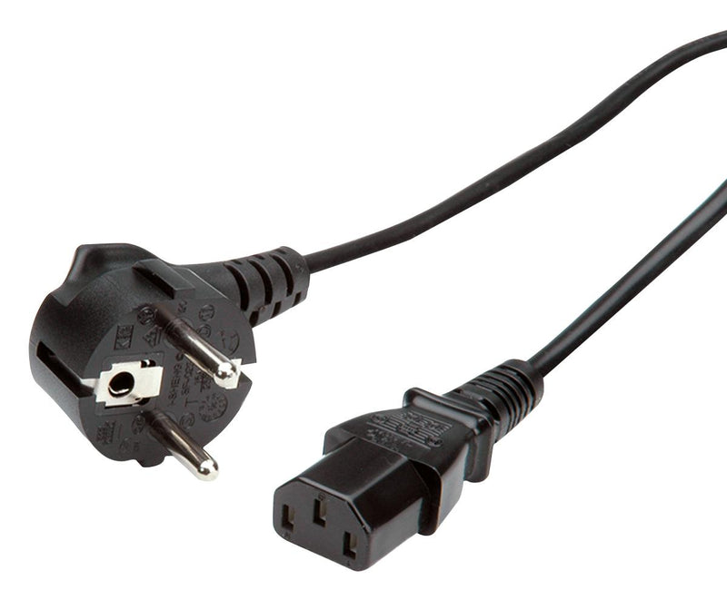 ROLINE 19.08.1018 Mains Power Cord, 90&deg; CEE 7/7 Plug to IEC 60320 C13, 1.8 m, 10 A, 250 VAC, Black