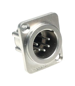 AMPHENOL AUDIO AX5MD XLR Connector, 5 Contacts, Plug, Panel Mount, Silver Plated Contacts, Zinc Alloy Body, AX Series