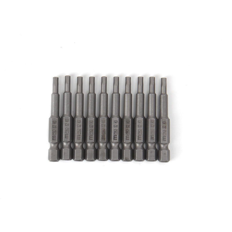 MULTICOMP PRO MP012265 Hex Bit, 10 Pieces of Hex Driver Bits, H3, 50mm, S2