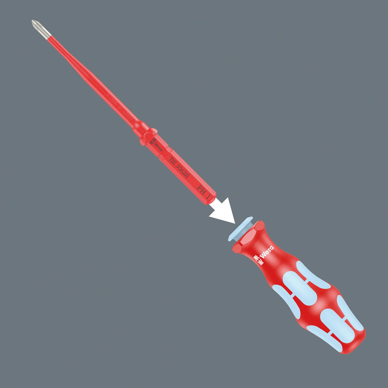WERA K K VDE 3065 IS PZ 1 X 157MM TIE SB Interchange Screwdriver, VDE, Pozidriv, Stainless Steel, PZ 1 x 157 mm