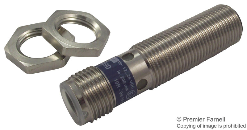 TELEMECANIQUE SENSORS XS1N12PC410D Inductive Proximity Sensor, Cylindrical, OsiSense XS, M12, 2 mm, PNP, 12 V to 24 V