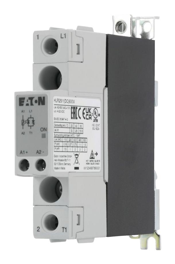 EATON MOELLER HLR25/1(DC)600V Solid State Relay, 1 Phase, 25 A, 600 V, DIN Rail, Screw, Zero Crossing