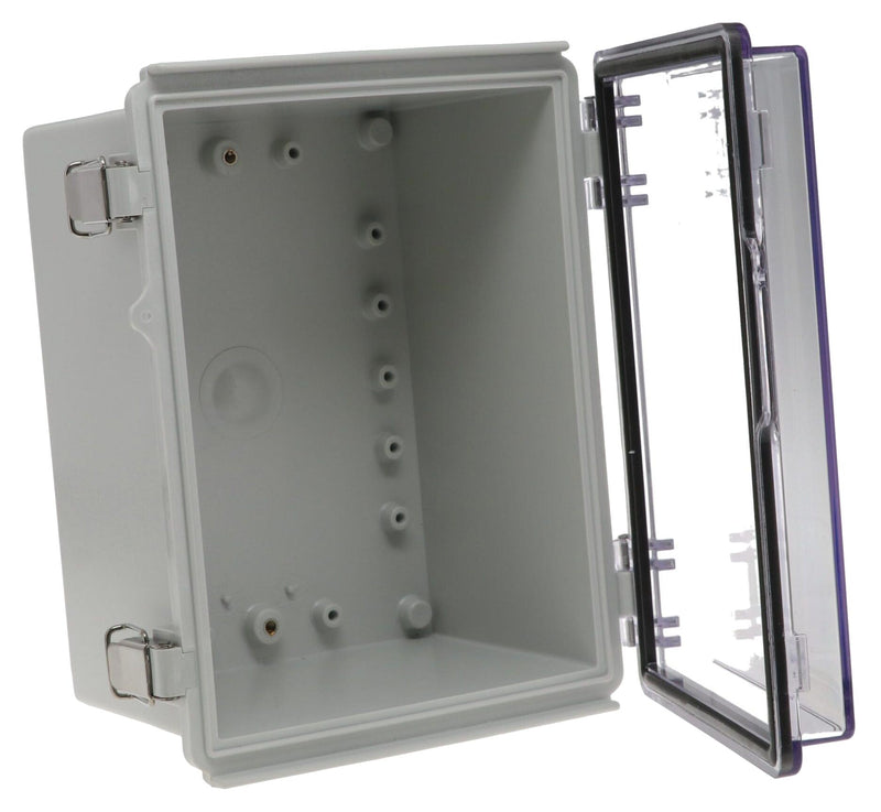 BUD INDUSTRIES PTQ-11040-C ENCLOSURE, PC/GFR, GRAY/CLEAR